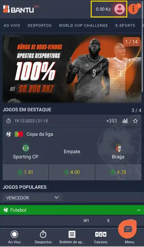 tela Como depositar na BantuBet