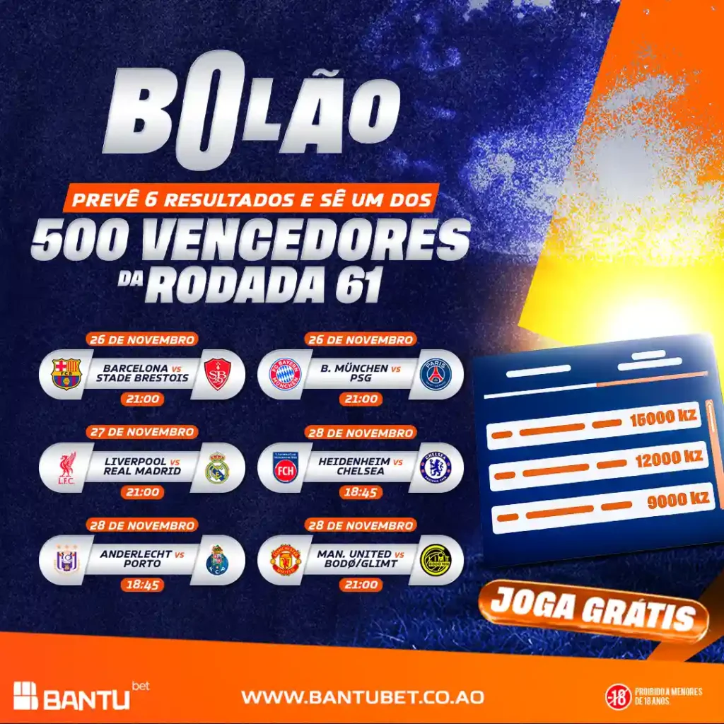 Bolão - Rodada 61 bantu bet ou bantubet