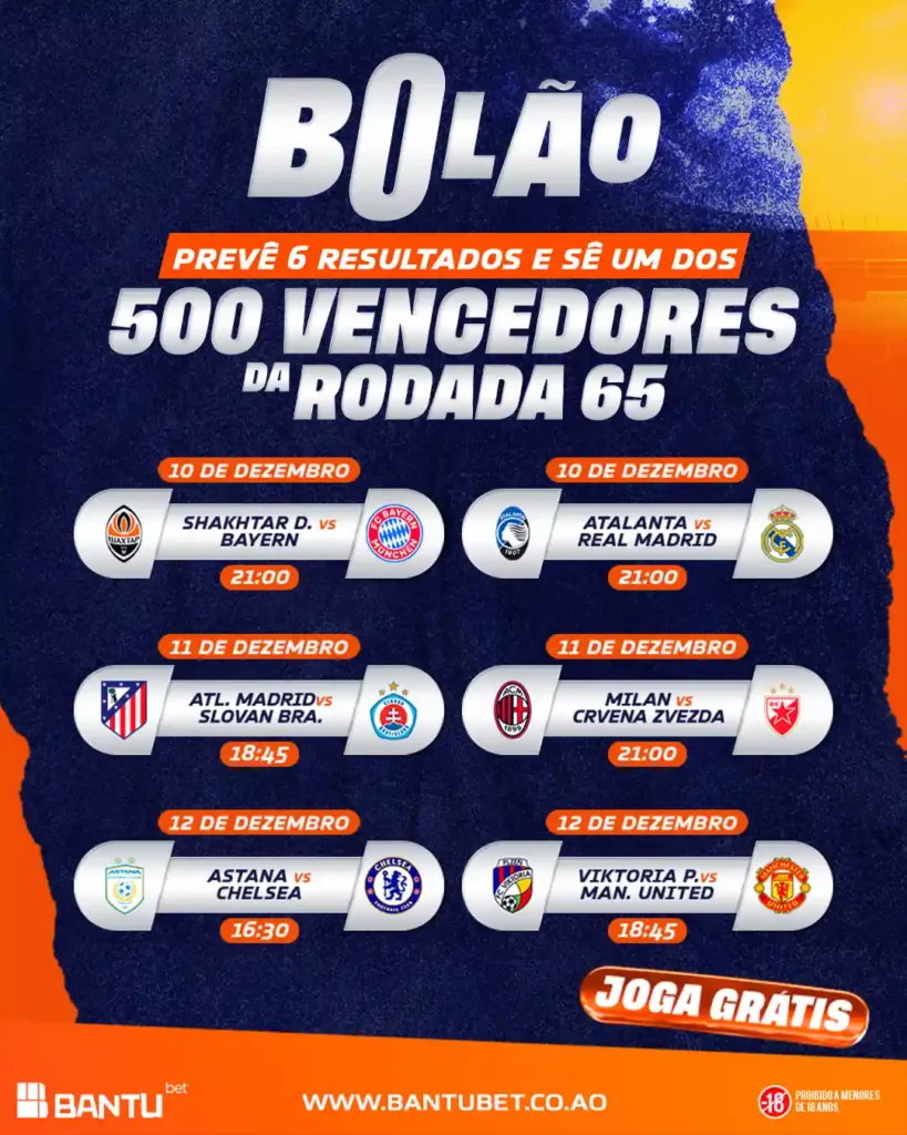 Bolão Aposta Grátis Bantu Bet 65