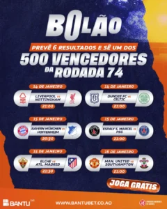 Bolão da Rodada 74 na Bantu Bet ou Bantubet